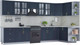 Миниатюра изображения товара Кухонный гарнитур Интерлиния Мила Шато 1.7x3.7 правая (индиго/индиго/опал светлый)