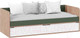 Миниатюра изображения товара Кровать-тахта ТриЯ Лео с ящиками 85x200 (гикори джексон/белый матовый/дымчатый зеленый)