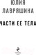 Миниатюра изображения товара Книга Эксмо Части ее тела / 9785041876289 (Лавряшина Ю.А.)