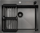 Миниатюра изображения товара Мойка кухонная Arfeka Eco AR 60x50 + CL AR + DS AR (черный, с дозатором и коландером)