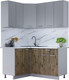 Миниатюра изображения товара Кухонный гарнитур Интерлиния Мила Лайт 1.2x1.5 (серебристый/дуб веллингтон/белый гранит)