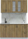 Миниатюра изображения товара Кухонный гарнитур Интерлиния Мила Крафт 1.5 (дуб вотан/дуб вотан/серый каспий)