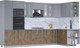 Миниатюра изображения товара Кухонный гарнитур Интерлиния Мила 1.68x3.4 правая (серебро/дуб веллингтон/белый гранит)