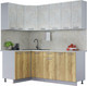 Миниатюра изображения товара Кухонный гарнитур Интерлиния Мила Лайт 1.2x2.0 (бетон лайт/дуб золотой/опал светлый)