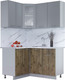 Миниатюра изображения товара Кухонный гарнитур Интерлиния Мила 12x14 (серебро/дуб веллингтон/белый гранит)