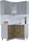 Миниатюра изображения товара Кухонный гарнитур Интерлиния Мила 12x12 (серебро/дуб веллингтон/белый гранит)