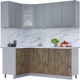 Миниатюра изображения товара Кухонный гарнитур Интерлиния Мила 12x19 (серебро/дуб веллингтон/белый гранит)