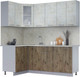 Миниатюра изображения товара Кухонный гарнитур Интерлиния Мила 12x20 (бетон лайт/дуб веллингтон/опал светлый)