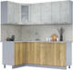 Миниатюра изображения товара Кухонный гарнитур Интерлиния Мила 12x20 (бетон лайт/дуб золотой/опал светлый)