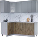 Миниатюра изображения товара Кухонный гарнитур Интерлиния Мила 12x20 (серебро/дуб веллингтон/белый гранит)