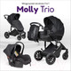 Миниатюра изображения товара Детская универсальная коляска Farfello Molly Trio 3 в 1 (Total Black)