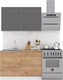 Миниатюра изображения товара Кухонный гарнитур Интермебель Микс Топ-1 1.2м (графит серый/дуб крафт золотой/дуб вотан)
