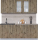 Миниатюра изображения товара Кухонный гарнитур Интерлиния Мила 20 (дуб веллингтон/дуб веллингтон/травертин серый)