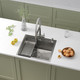 Миниатюра изображения товара Мойка кухонная Roxen Simple 560220-55 с коландером и дозатором (сатин)