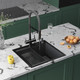 Миниатюра изображения товара Мойка кухонная Roxen Snake 560220-50-BS PVD с коландером и дозатором (графит текстурный)