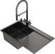 Миниатюра изображения товара Мойка кухонная Roxen Vespa 560230-70LB PVD с коландером и дозатором (графит)