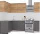 Миниатюра изображения товара Кухонный гарнитур Интермебель Микс Топ-24 1.9x1.52м левая (дуб крафт золотой/графит серый/дуб вотан)