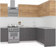 Миниатюра изображения товара Кухонный гарнитур Интермебель Микс Топ-27 1.9x1.72м правая (дуб крафт золотой/графит серый/дуб вотан)