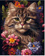 Миниатюра изображения товара Картина по номерам Lori Кот в цветах / Рх-158