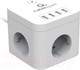 Миниатюра изображения товара Сетевой фильтр Cablexpert CUBE-3-U4-W-1.5