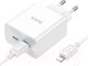 Миниатюра изображения товара Зарядное устройство сетевое Hoco C108A + кабель Type-C-Lightning / 6931474784445 (белый)