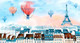 Миниатюра изображения товара Фотообои листовые ФабрикаФресок Живопись. Акварельный Разноцветный Париж / 1165270 (500x270)