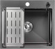 Миниатюра изображения товара Мойка кухонная со смесителем Saniteco 5045 Nano + Spike F9S07000 (хром, с сифоном, дозатором и коландером)