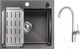 Миниатюра изображения товара Мойка кухонная со смесителем Saniteco 5045 Nano + Spike F9S07000 (хром, с сифоном, дозатором и коландером)