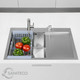 Миниатюра изображения товара Мойка кухонная со смесителем Saniteco 6550-L + Spike F9S07000 (хром, с сифоном, дозатором и коландером)