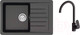 Миниатюра изображения товара Мойка кухонная со смесителем Berge BR-7602 + Like F8007122 (черный)