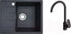 Миниатюра изображения товара Мойка кухонная со смесителем БелЭворс Mila R + Like F8007122 (черный)