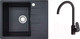 Миниатюра изображения товара Мойка кухонная со смесителем БелЭворс Mila L + Like F8007122 (черный)
