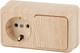 Миниатюра изображения товара Блок выключатель+розетка INTRO Quadro 2-701-11 / Б0053871 (сосна)