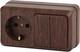 Миниатюра изображения товара Блок выключатель+розетка INTRO Quadro 2-702-10 / Б0053877 (венге)