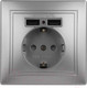 Миниатюра изображения товара Розетка INTRO Plano 1-410-03 / Б0053944 (алюминий)