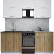 Миниатюра изображения товара Кухонный гарнитур Интерлиния Мила Gloss 50-20 (белый/дуб вотан/травертин серый)