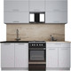 Миниатюра изображения товара Кухонный гарнитур Интерлиния Мила Gloss 50-20 (грей/грей/травертин серый)