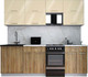 Миниатюра изображения товара Кухонный гарнитур Интерлиния Мила Gloss 50-23 (ваниль глянец/дуб вотан/травертин серый)