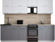 Миниатюра изображения товара Кухонный гарнитур Интерлиния Мила Gloss 50-26 (белый/серый/травертин серый)