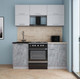 Миниатюра изображения товара Кухонный гарнитур Интерлиния Мила Gloss 60-17 (грей/керамика/травертин серый)
