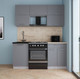 Миниатюра изображения товара Кухонный гарнитур Интерлиния Мила Gloss 60-17 (серый/серый/травертин серый)
