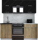Миниатюра изображения товара Кухонный гарнитур Интерлиния Мила Gloss 60-19 (черный глянец/дуб вотан/травертин серый)