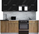 Миниатюра изображения товара Кухонный гарнитур Интерлиния Мила Gloss 60-23 (черный глянец/дуб вотан/травертин серый)