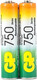 Миниатюра изображения товара Комплект аккумуляторов GP Batteries 75AAAHC-2DECRC2 ААА (2шт)
