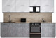 Миниатюра изображения товара Кухонный гарнитур Интерлиния Мила Gloss 60-30 (белый глянец/керамика/травертин серый)