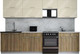 Миниатюра изображения товара Кухонный гарнитур Интерлиния Мила Gloss 60-30 (ваниль глянец/дуб вотан/травертин серый)