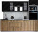 Миниатюра изображения товара Кухонный гарнитур Интерлиния Мила Gloss 2.5 (черный глянец/дуб вотан/травертин серый)