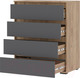 Миниатюра изображения товара Комод Стендмебель Хелен КМ 02 802 4 ящика (серый графит 0162/дуб крафт золотой)
