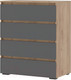 Миниатюра изображения товара Комод Стендмебель Хелен КМ 02 802 4 ящика (серый графит 0162/дуб крафт золотой)