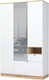 Миниатюра изображения товара Шкаф Стендмебель Юкки ШК 1Я 1350 3х створчатый с зеркалом (белый/дуб делано)